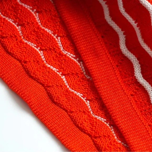 Commense Red Striped One Shoulder Knit Crop Top - size medium - Picture 7 of 7